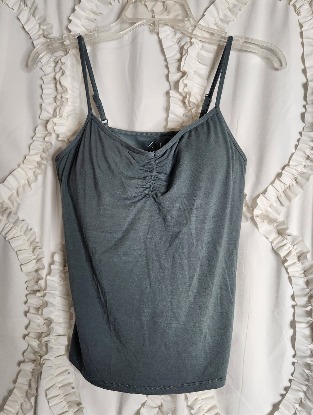 Klassy Network Tank Sleeveless Green Blue Padded Top sz Large